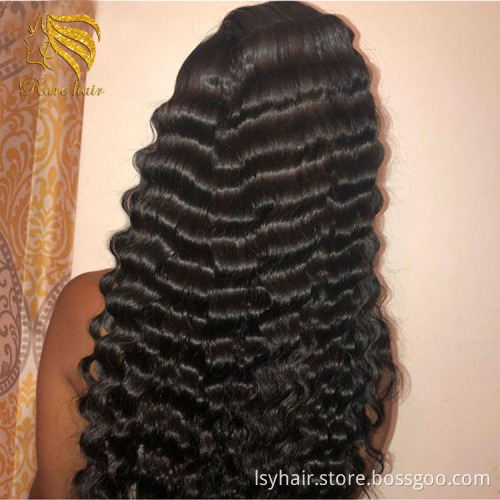 Factory Price Swiss 13X4 Hd Lace Frontal Wig Pre Plucked Brazilian Deep curl Wig With Black Women 100% Human Hair Wig Lace Front